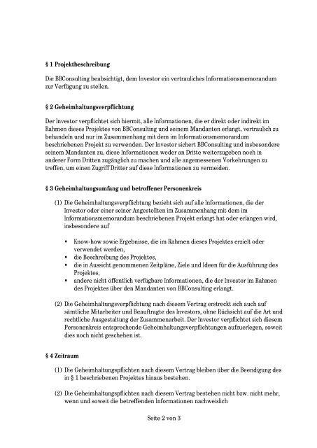Download der Vertraulichkeitserklärung - Bernhard Bellmann ...