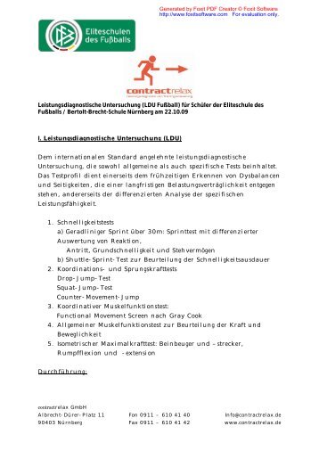 Leistungsdiagnostische Untersuchung (LDU Fußball) für Schüler ...