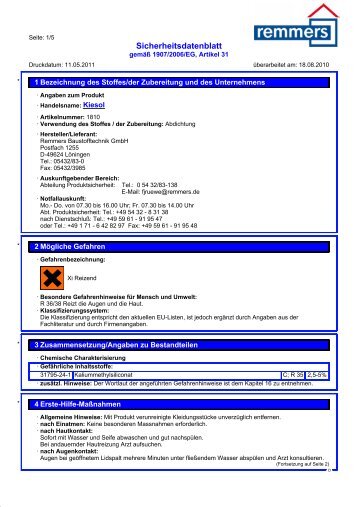 Sicherheitsdatenblatt - SEFRA Farben