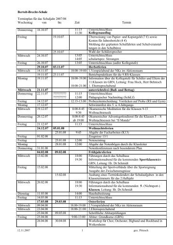 Bertolt-Brecht-Schule Terminplan für das Schuljahr 2007/08 ...