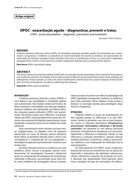 DPOC - exacerbação aguda – diagnosticar, prevenir e tratar.