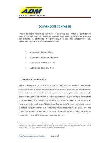 CONVENÇÕES CONTABEIS - Grupo Empresarial