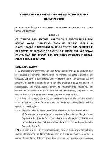 regras gerais para interpretação do sistema harmonizado