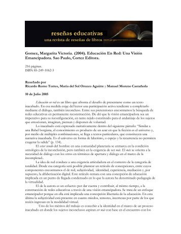 Gomez, Margarita Victoria. (2004). Educación ... - Education Review
