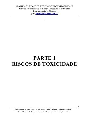 PARTE 1 RISCOS DE TOXICIDADE - Saúde e Trabalho Online