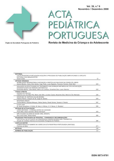 acta pediátrica portuguesa - Sociedade Portuguesa de Pediatria