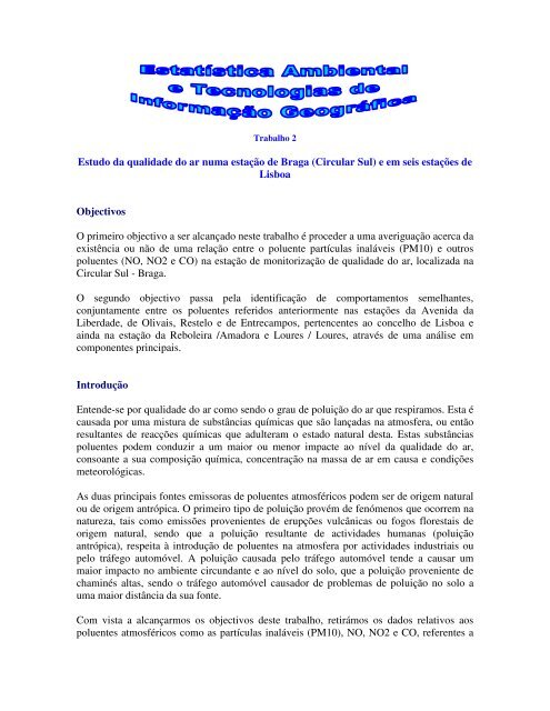 Estudo da qualidade do ar numa estação de Braga (Circular Sul) e ...