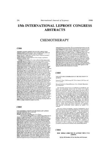 15th INTERNATIONAL LEPROSY CONGRESS ... - Index of