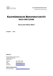 KAUFMÄNNISCHE BERUFSMATURITÄT NACH DER LEHRE