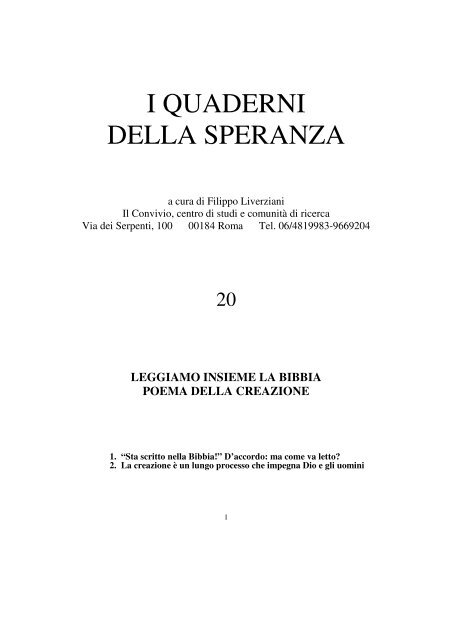 Leggiamo Insieme La Bibbia Poema Della Creazione Il Convivio