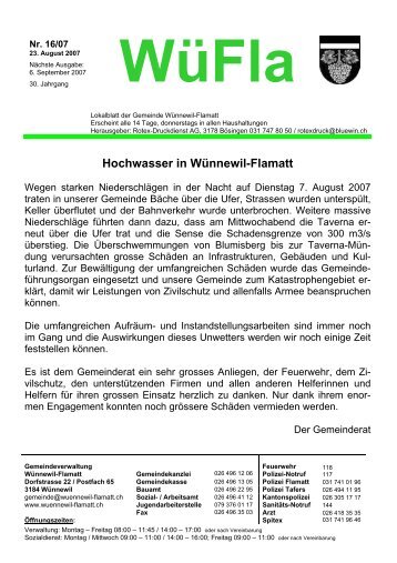 Einsprachefrist: 07. September 2007 - Gemeinde Wünnewil-Flamatt