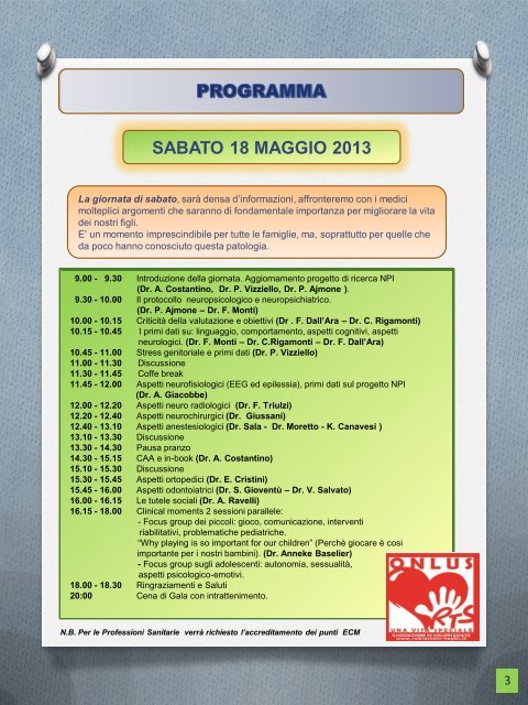 programma - Sindrome di Rubinstein-Taybi