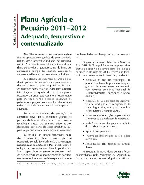 Revista de - Ministério da Agricultura