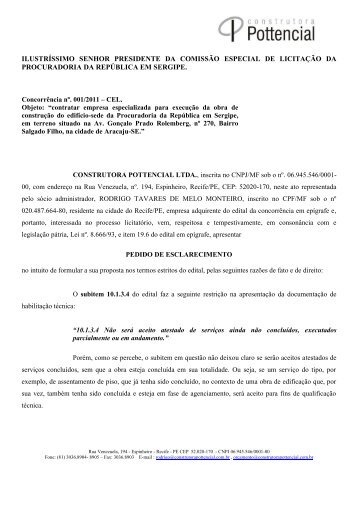Esclarecimento nº 01 - Procuradoria da República em Sergipe