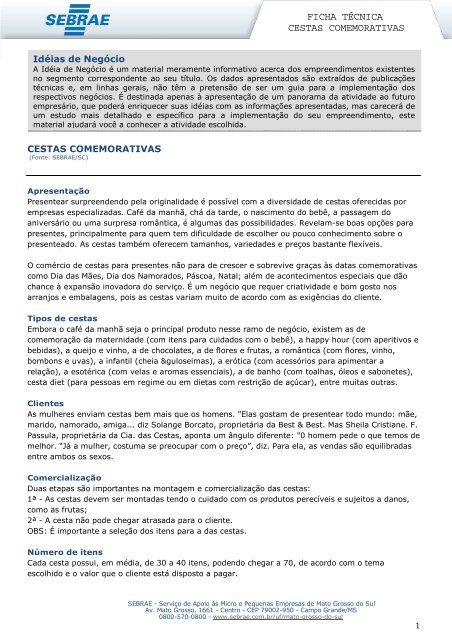 Cestas personalizadas - Sebrae Cestas personalizadas - Sebrae