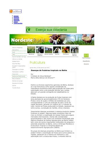 Doenças de fruteiras tropicais na Bahia - Infoteca-e - Embrapa