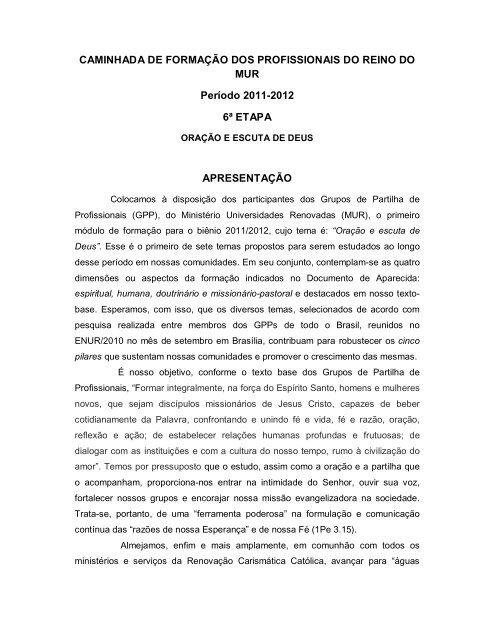 Oração e escuta de Deus - Projeto Primeiro de Maio