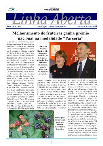 Melhoramento de fruteiras ganha prêmio nacional na modalidade ...