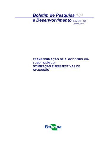 Transformação de algodoeiro via tubo polínico - Embrapa Recursos ...