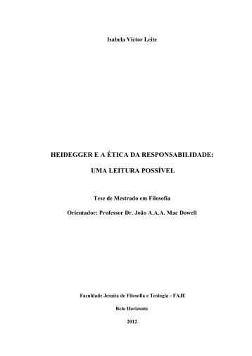 heidegger ea ética da responsabilidade: uma leitura possível - FaJe