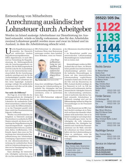 Die Wirtschaft Nr. 36 vom 10. September 2010