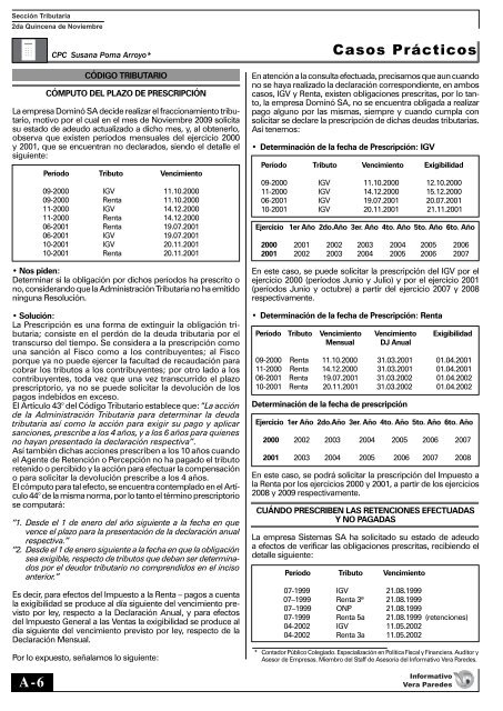 SECCIÓN TRIBUTARIA - informativo vera paredes