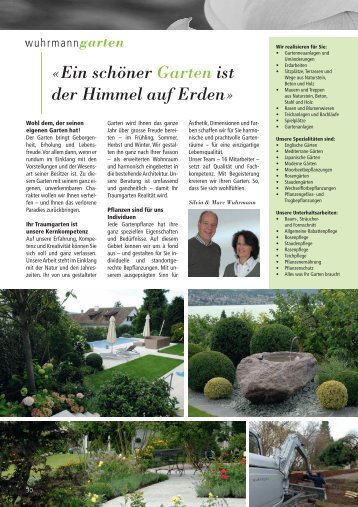 Ein schöner Garten ist der Himmel auf Erden - Wuhrmann Garten AG