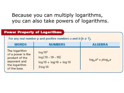 7-4 Properties of Logarithms Warm Up Lesson Presentation Lesson ...