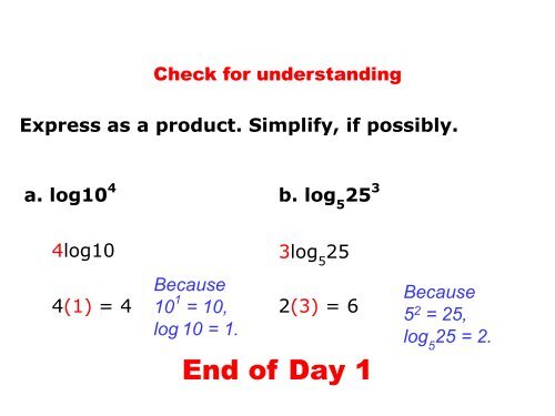 7-4 Properties of Logarithms Warm Up Lesson Presentation Lesson ...