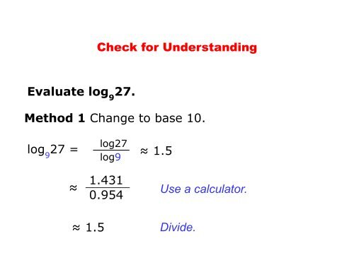 7-4 Properties of Logarithms Warm Up Lesson Presentation Lesson ...