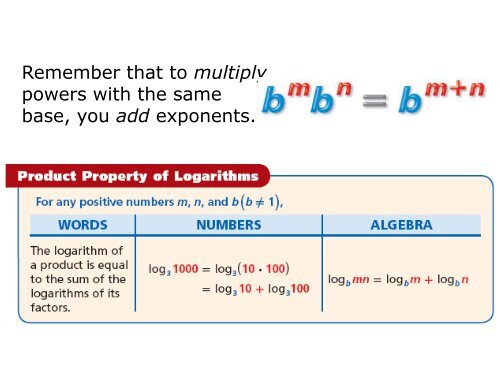 7-4 Properties of Logarithms Warm Up Lesson Presentation Lesson ...