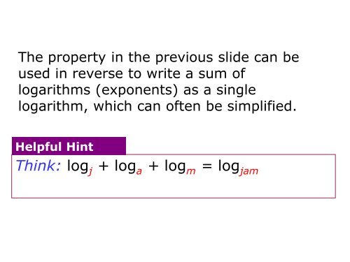 7-4 Properties of Logarithms Warm Up Lesson Presentation Lesson ...