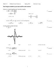 Math 121 Midterm Exam Version A Spring 2012 Instructor: Lang Don ...