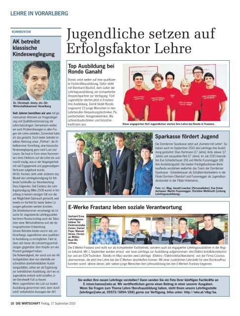 Die Wirtschaft Nr. 37 vom 17. September 2010