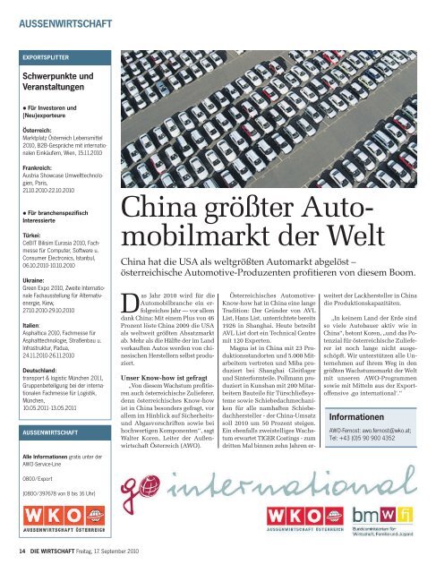 Die Wirtschaft Nr. 37 vom 17. September 2010