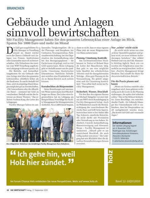 Die Wirtschaft Nr. 37 vom 17. September 2010