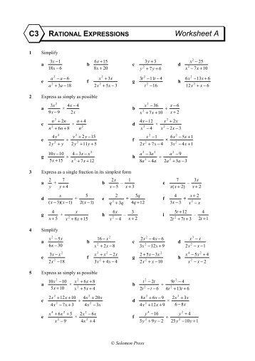 C3 Worksheet A - The London Oratory School