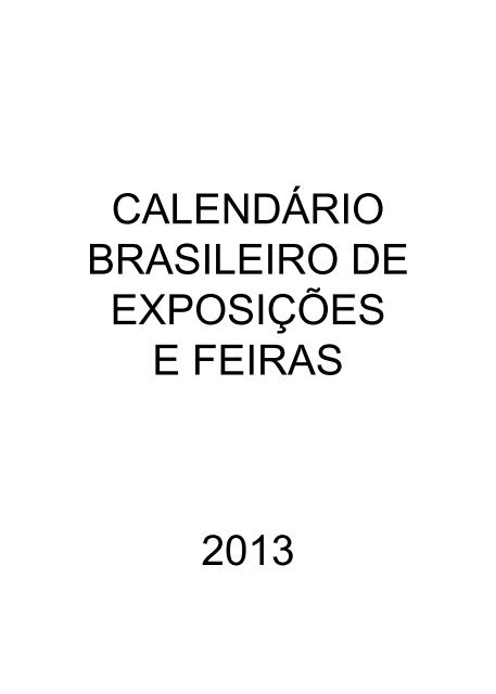 Calendário Brasileiro de Exposições e Feiras 2013 - BrasilGlobalNet