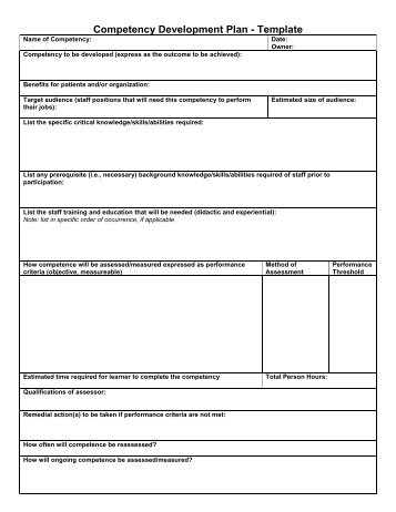 Competency Development Plan - Template - PTEC: Pharmacy ...