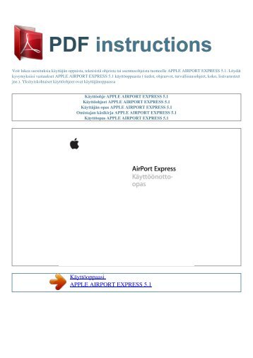 Käyttöohje APPLE AIRPORT EXPRESS 5.1