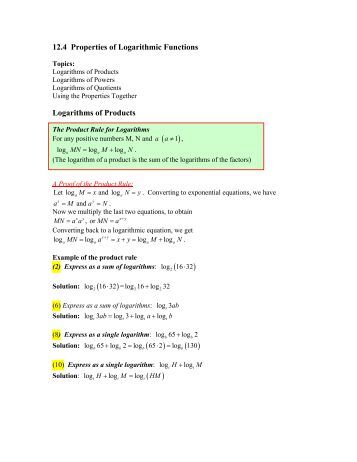 Printables Properties Of Logarithms Worksheet a worksheet on proving the properties of logarithms 12 4 logarithmic functions products