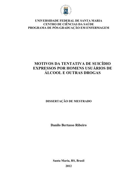 motivos da tentativa de suicídio expressos por homens ... - UFSM