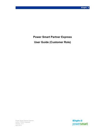 BC Hydro > Power Smart Partner Express User Guide for Customers ...