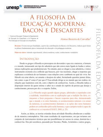 a filosofia da educação moderna: Bacon e descartes - Acervo Digital ...