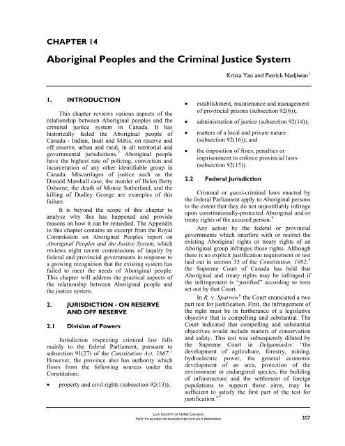 Aboriginal Peoples and the Criminal Justice System - Continuing ...
