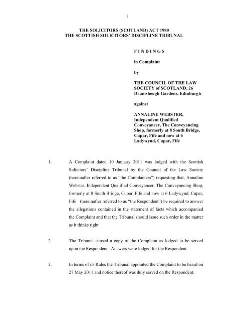 1 THE SOLICITORS (SCOTLAND) ACT 1980 THE SCOTTISH