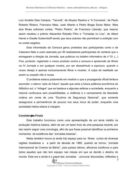 Jornada Internacional de Cinema da Bahia - O Olho da História