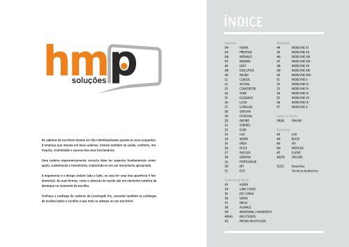 Cadeiras Catálogo com todas as soluções de cadeiras para ... - HMP