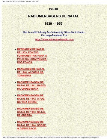 Pio XII RADIOMENSAGENS DE NATAL 1939 - 1953