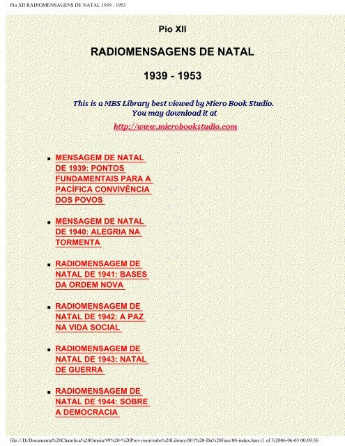Pio XII RADIOMENSAGENS DE NATAL 1939 - 1953